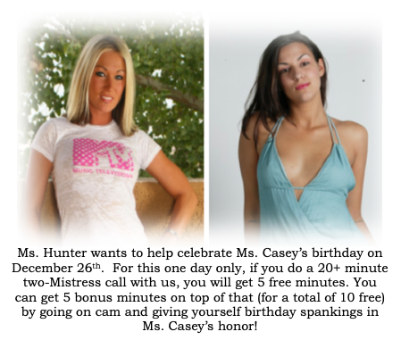 Earn Free Minutes While Helping Ms. Hunter Celebrate Ms. Casey's Birthday!